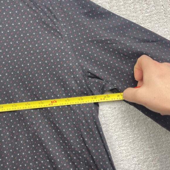 Au Noir Shirt Geo Abstract Men M Black Stretch Long Sleeve Button Down Flip Cuff - Picture 7 of 12